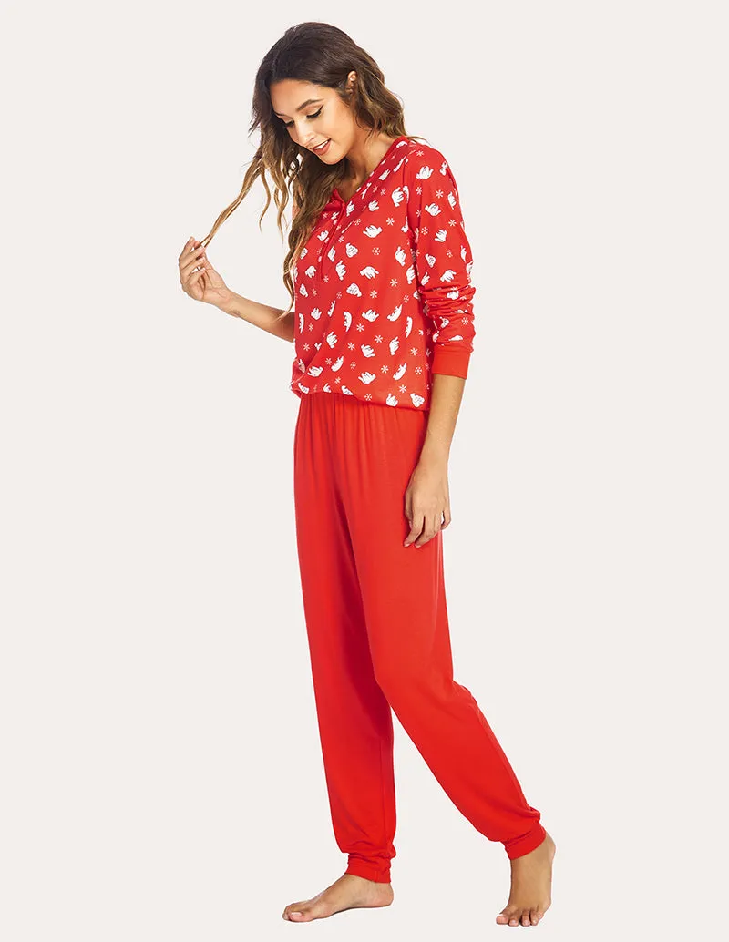 Ekouaer Henley Tops Pants Pajama Set (US Only)