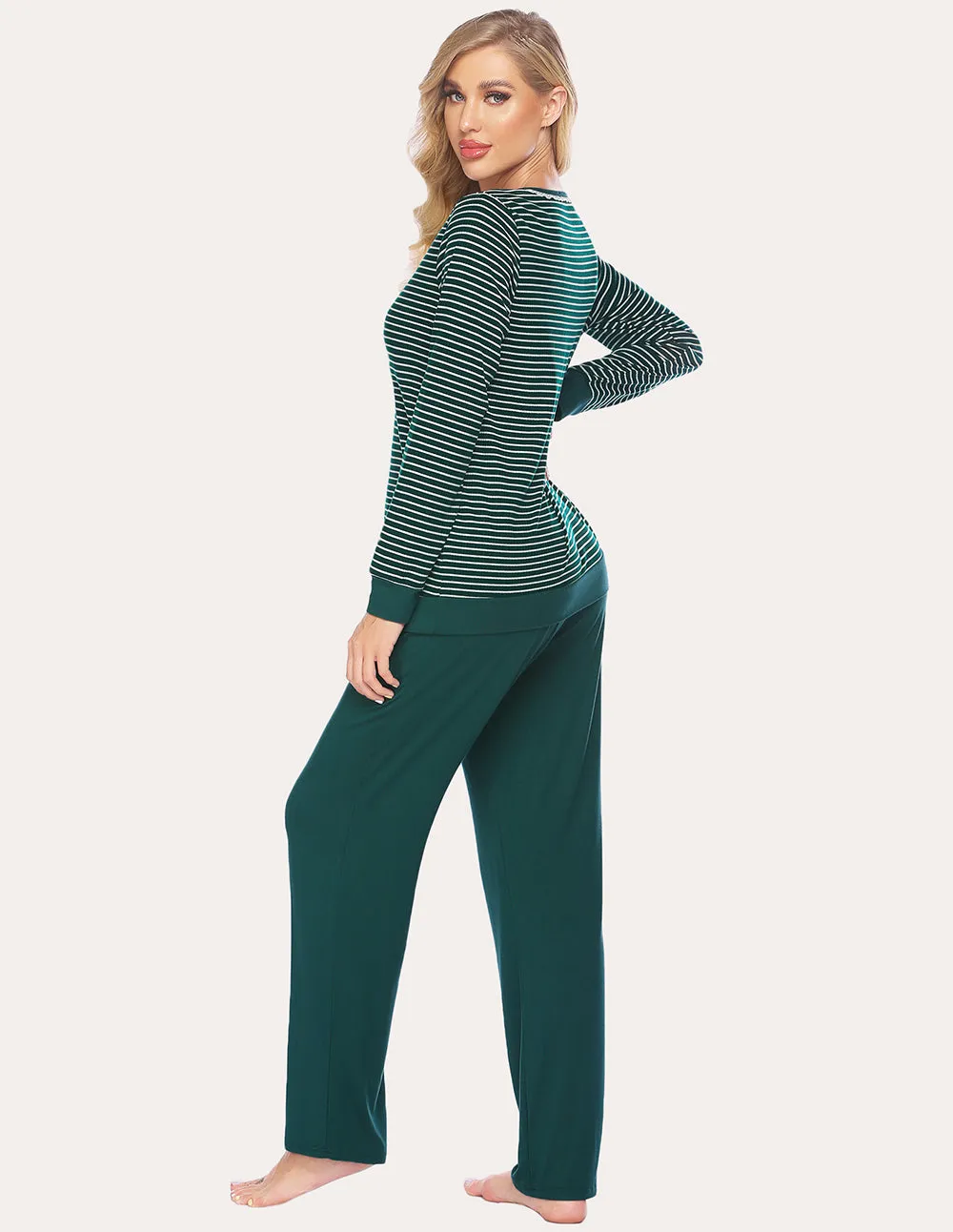 Ekouaer Striped Top Long Pants Pajamas Set (US Only)