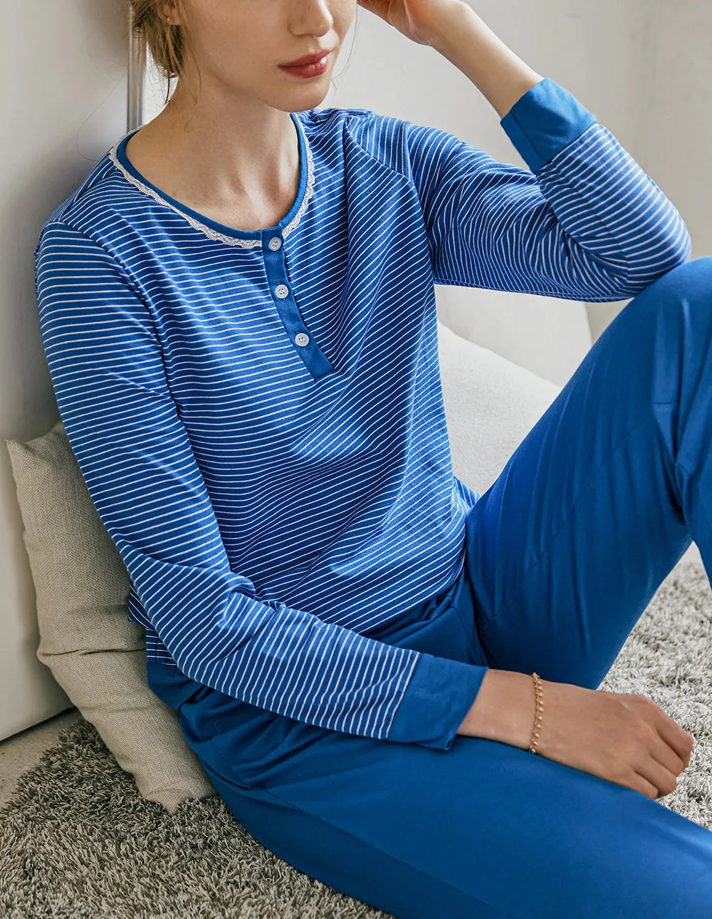 Ekouaer Striped Top Long Pants Pajamas Set (US Only)
