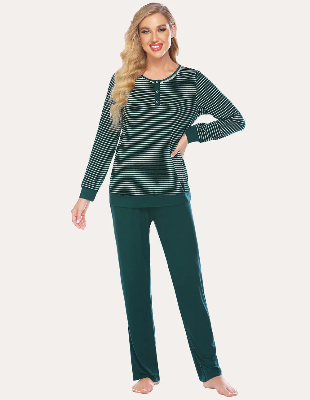 Ekouaer Striped Top Long Pants Pajamas Set (US Only)