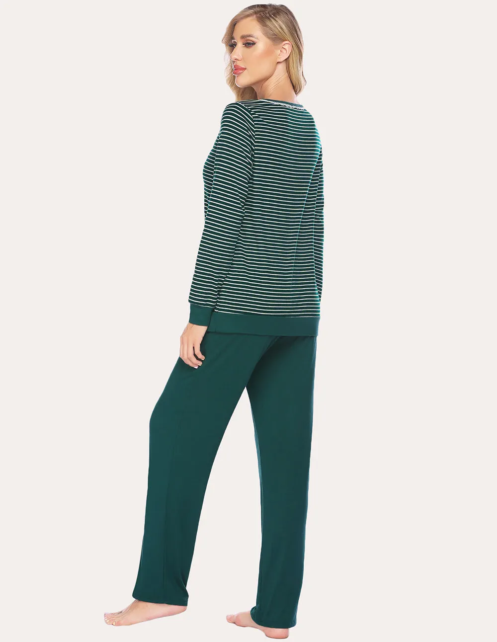 Ekouaer Striped Top Long Pants Pajamas Set (US Only)