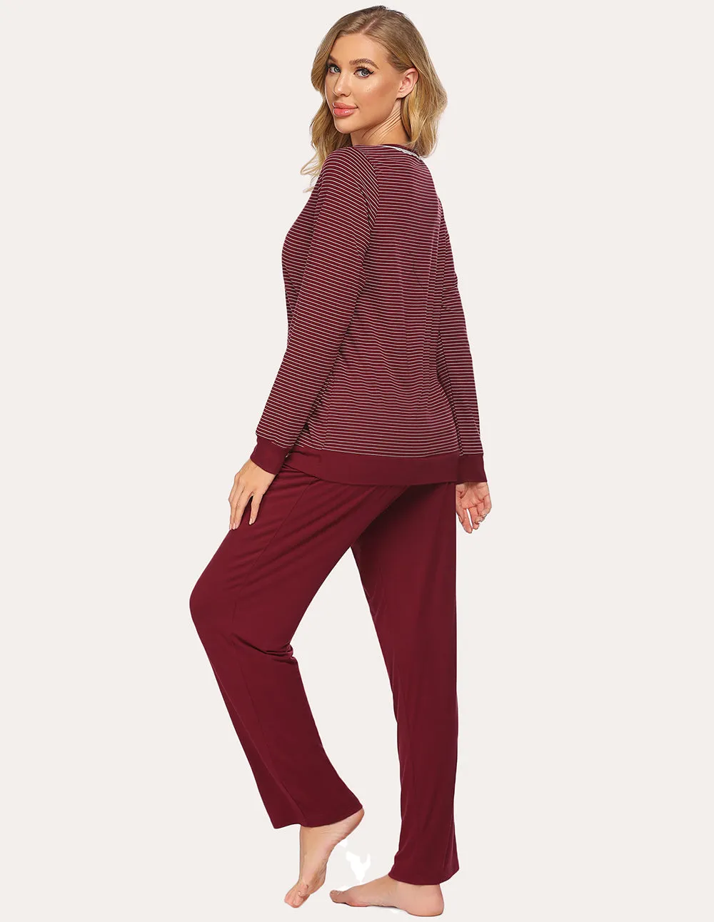 Ekouaer Striped Top Long Pants Pajamas Set (US Only)