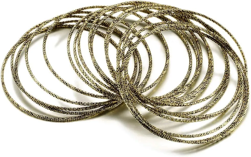 Ensoul Metal Aztec African Indian Vintage Multi Basic Women Bangles Bracelets Set of 18/2.68" Dia.