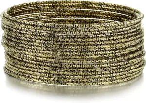 Ensoul Metal Aztec African Indian Vintage Multi Basic Women Bangles Bracelets Set of 18/2.68" Dia.