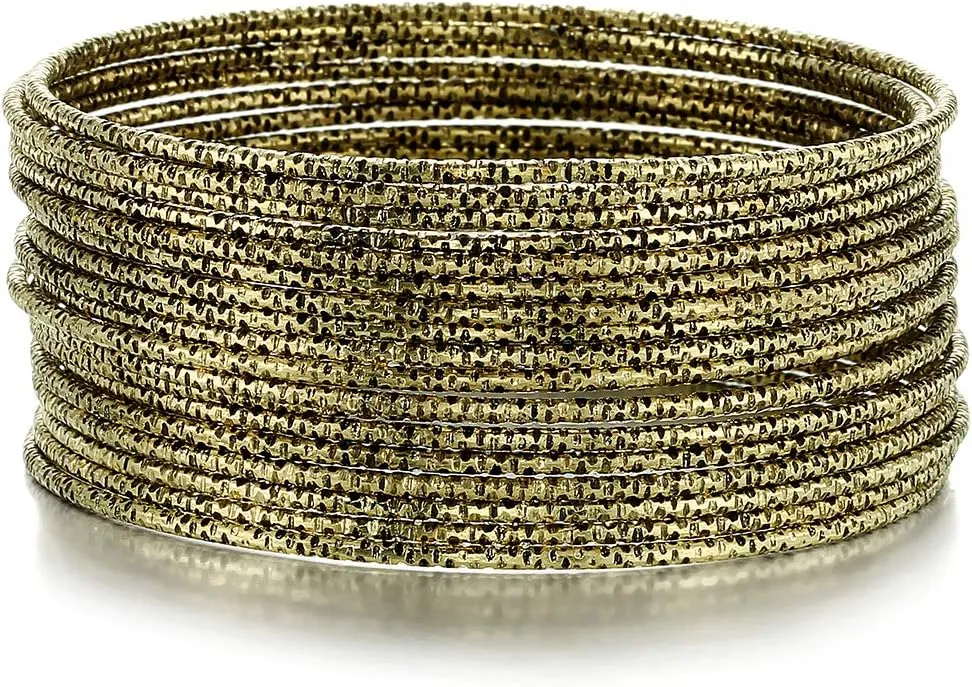 Ensoul Metal Aztec African Indian Vintage Multi Basic Women Bangles Bracelets Set of 18/2.68" Dia.