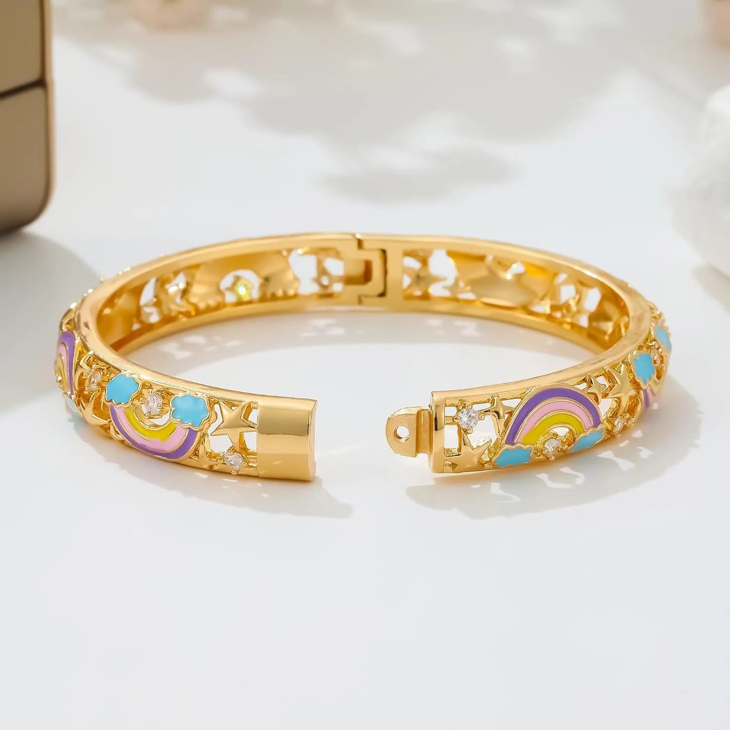 Ethlyn Gifts for girls Gold Plated Colorful Openable Kids Baby Girls Bangles Bracelets Birthday Christmas Gifts for 2years 4 years 5 years old girls
