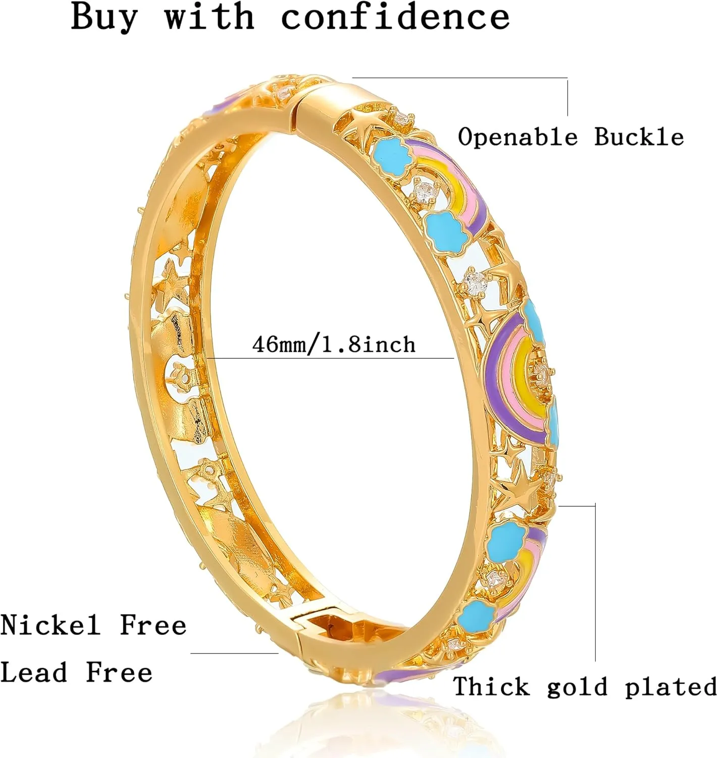 Ethlyn Gifts for girls Gold Plated Colorful Openable Kids Baby Girls Bangles Bracelets Birthday Christmas Gifts for 2years 4 years 5 years old girls