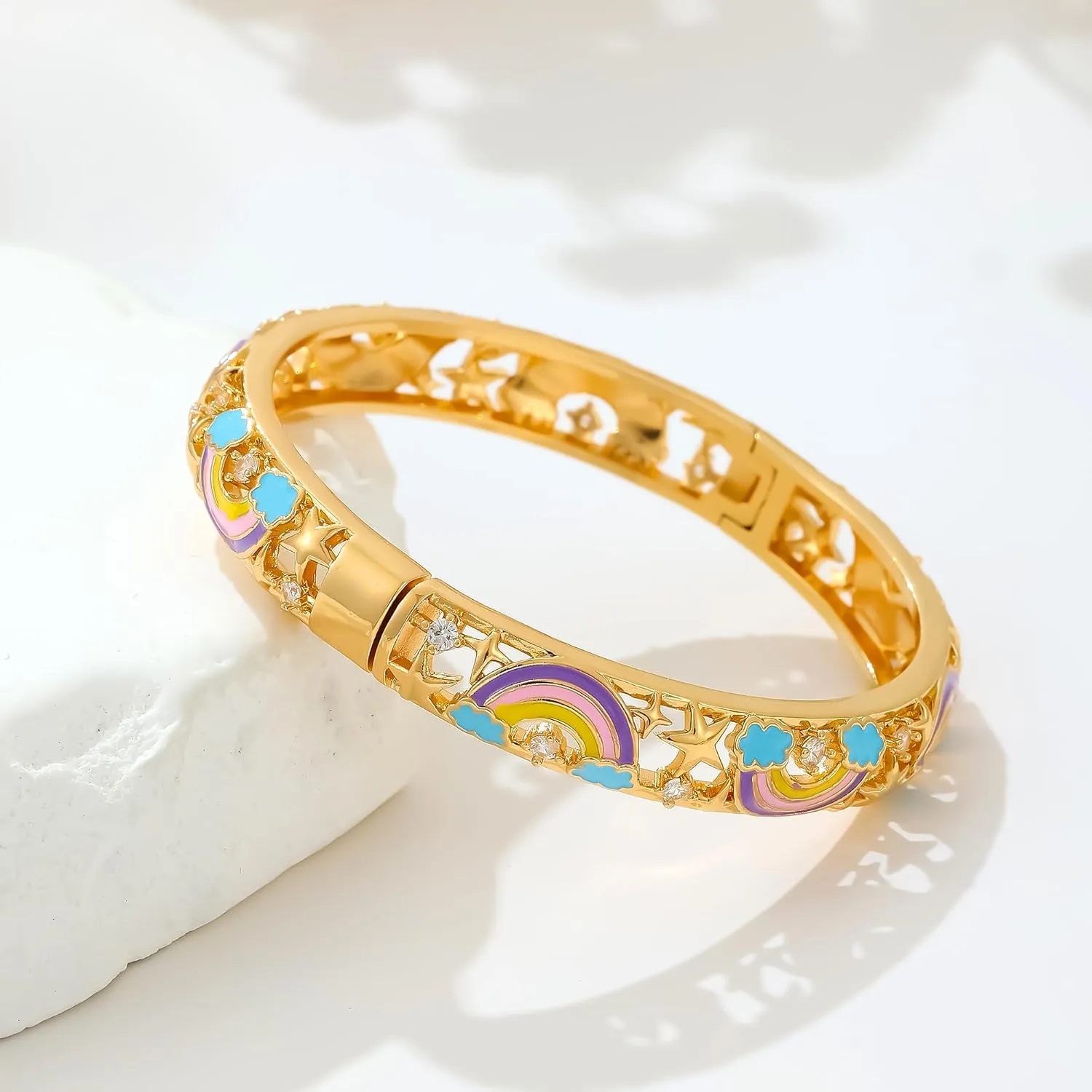Ethlyn Gifts for girls Gold Plated Colorful Openable Kids Baby Girls Bangles Bracelets Birthday Christmas Gifts for 2years 4 years 5 years old girls