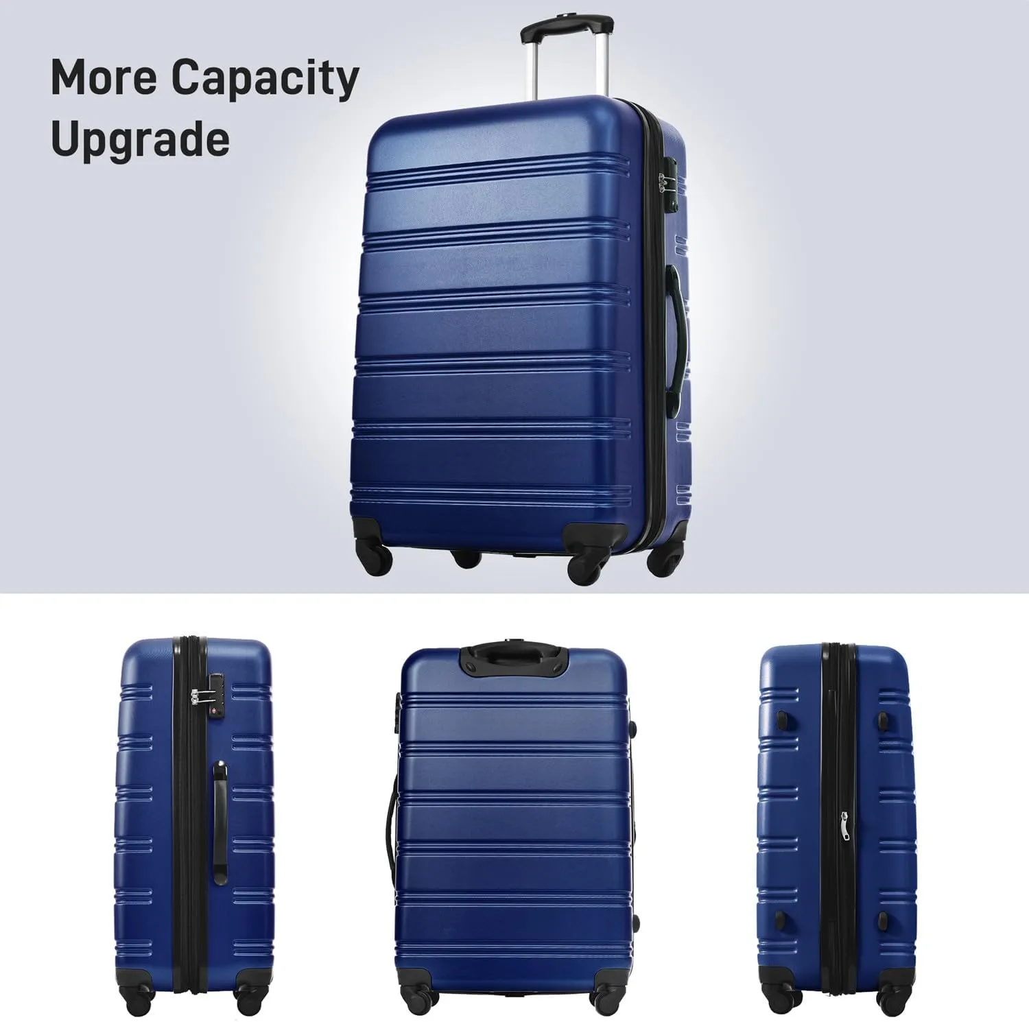 Expandable Carry-On Luggage Sets 3 Piece Suitcase Spinner Hardshell Lightweight TSA Lock, Travel Luggage Sets Carry on Luggage Suitcase Sets of 3, Hard Case Luggage Sets (Blue)