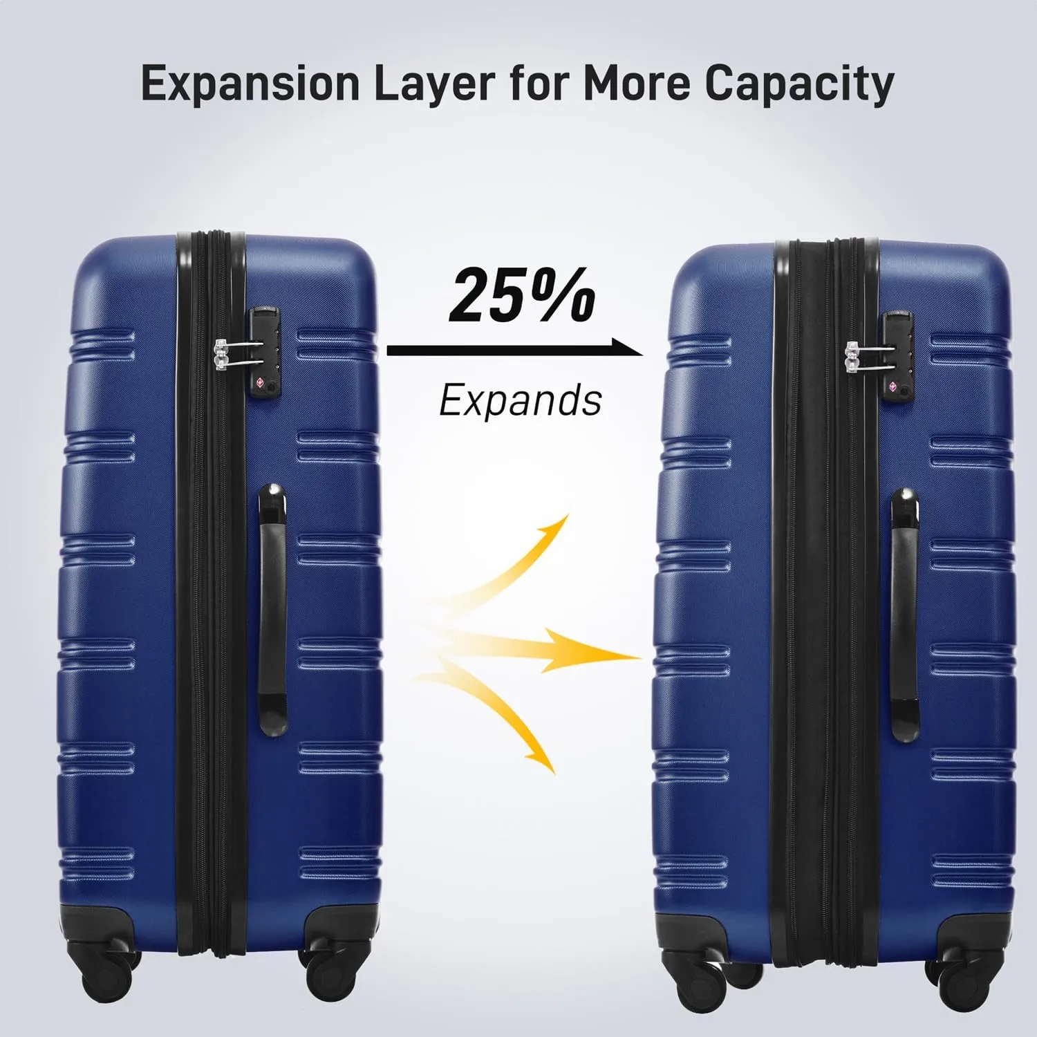 Expandable Carry-On Luggage Sets 3 Piece Suitcase Spinner Hardshell Lightweight TSA Lock, Travel Luggage Sets Carry on Luggage Suitcase Sets of 3, Hard Case Luggage Sets (Blue)