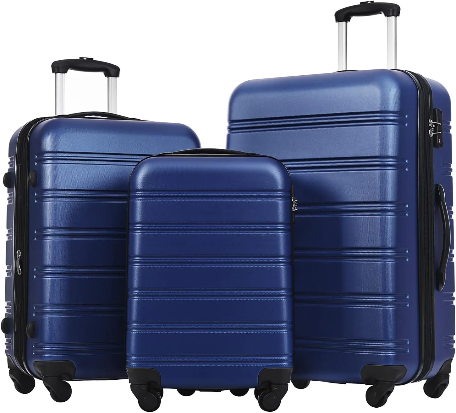 Expandable Carry-On Luggage Sets 3 Piece Suitcase Spinner Hardshell Lightweight TSA Lock, Travel Luggage Sets Carry on Luggage Suitcase Sets of 3, Hard Case Luggage Sets (Blue)