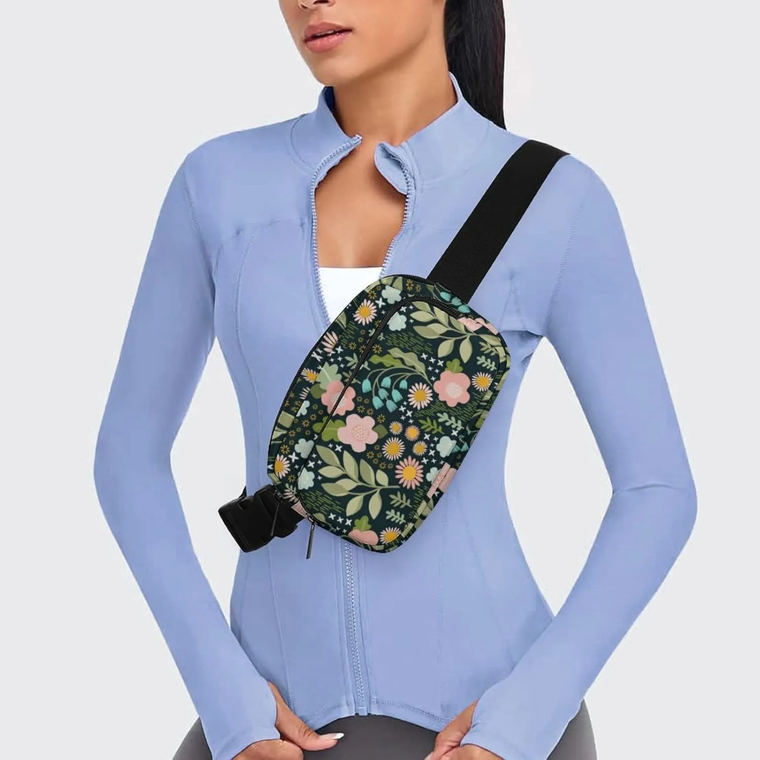Fanny Pack for Women Men Delicate Flower Belt Bag Colorful Flowers Waist Pack Bum Bag for Running Cycling Hiking Travel Workout with Adjustable Strap