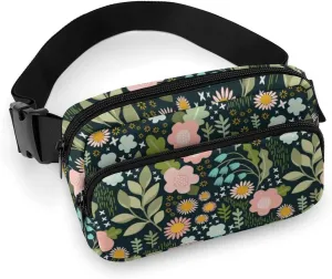 Fanny Pack for Women Men Delicate Flower Belt Bag Colorful Flowers Waist Pack Bum Bag for Running Cycling Hiking Travel Workout with Adjustable Strap