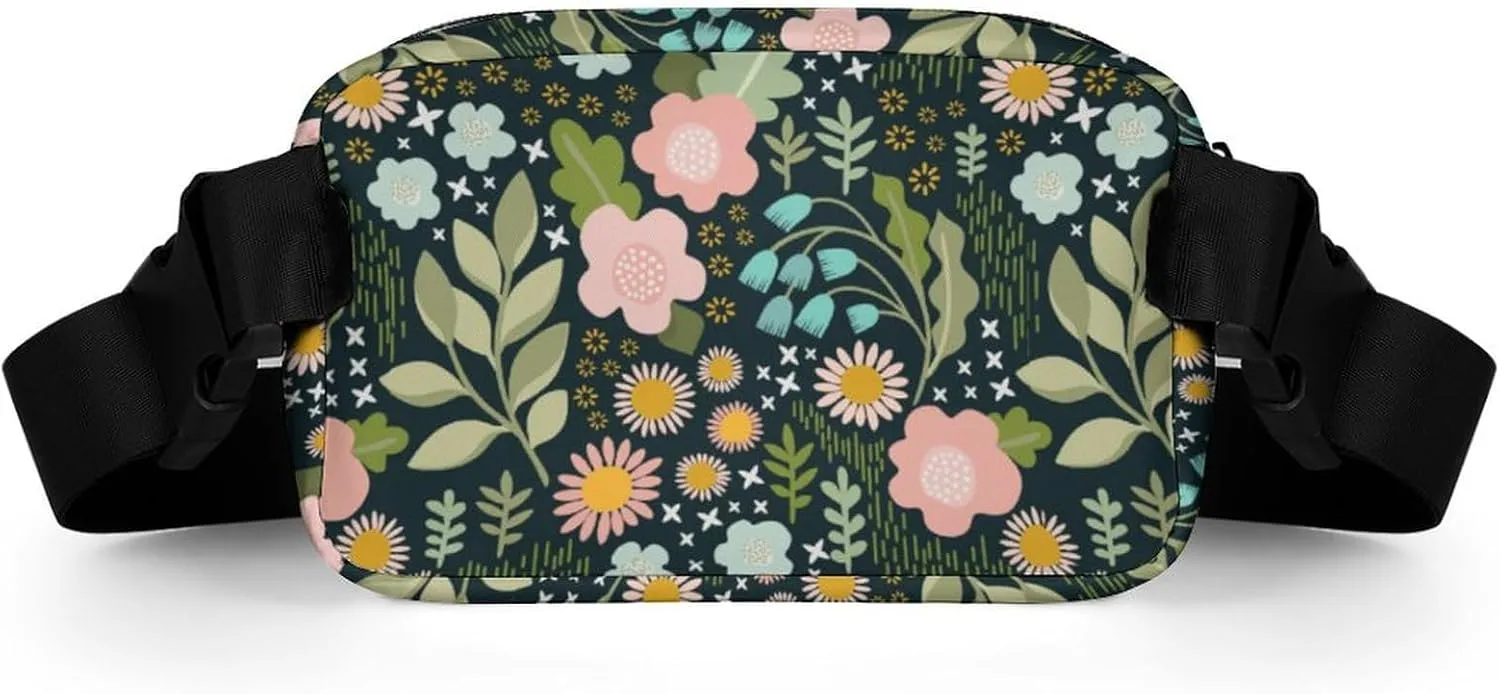 Fanny Pack for Women Men Delicate Flower Belt Bag Colorful Flowers Waist Pack Bum Bag for Running Cycling Hiking Travel Workout with Adjustable Strap