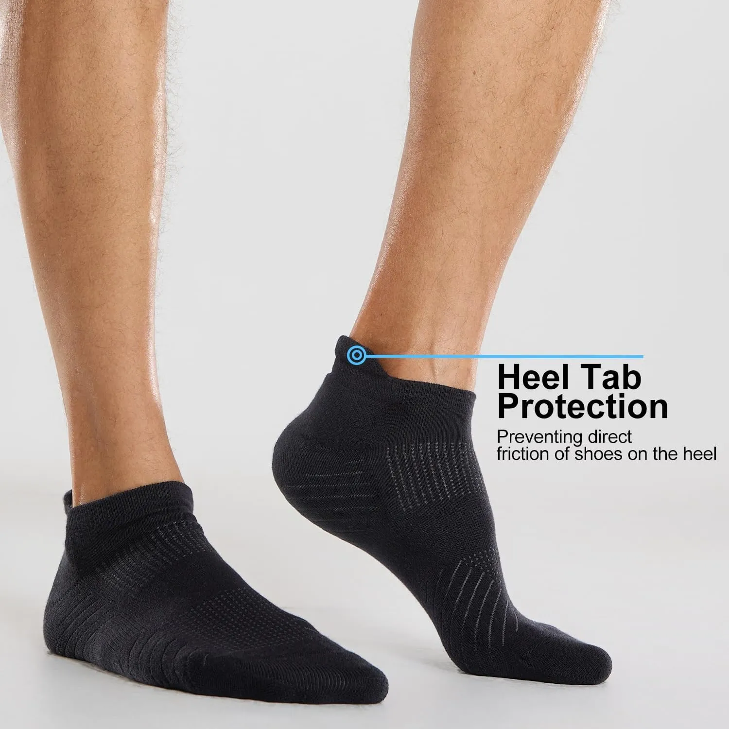 FITRELL 6 Pack Men's Athletic Running Ankle Socks Cushioned Wicking Anti-Blister Breathable Low Cut Tab Sport Socks