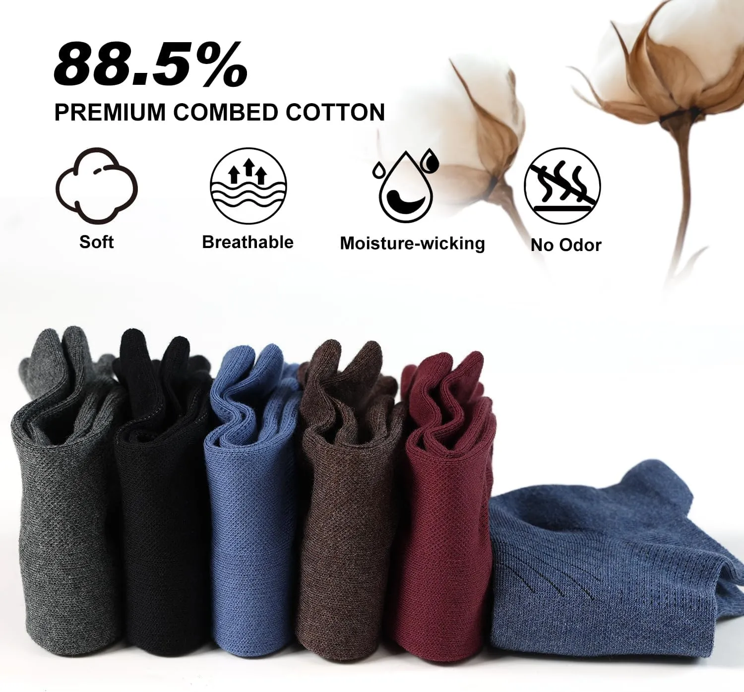 FITRELL 6 Pack Men's Athletic Running Ankle Socks Cushioned Wicking Anti-Blister Breathable Low Cut Tab Sport Socks