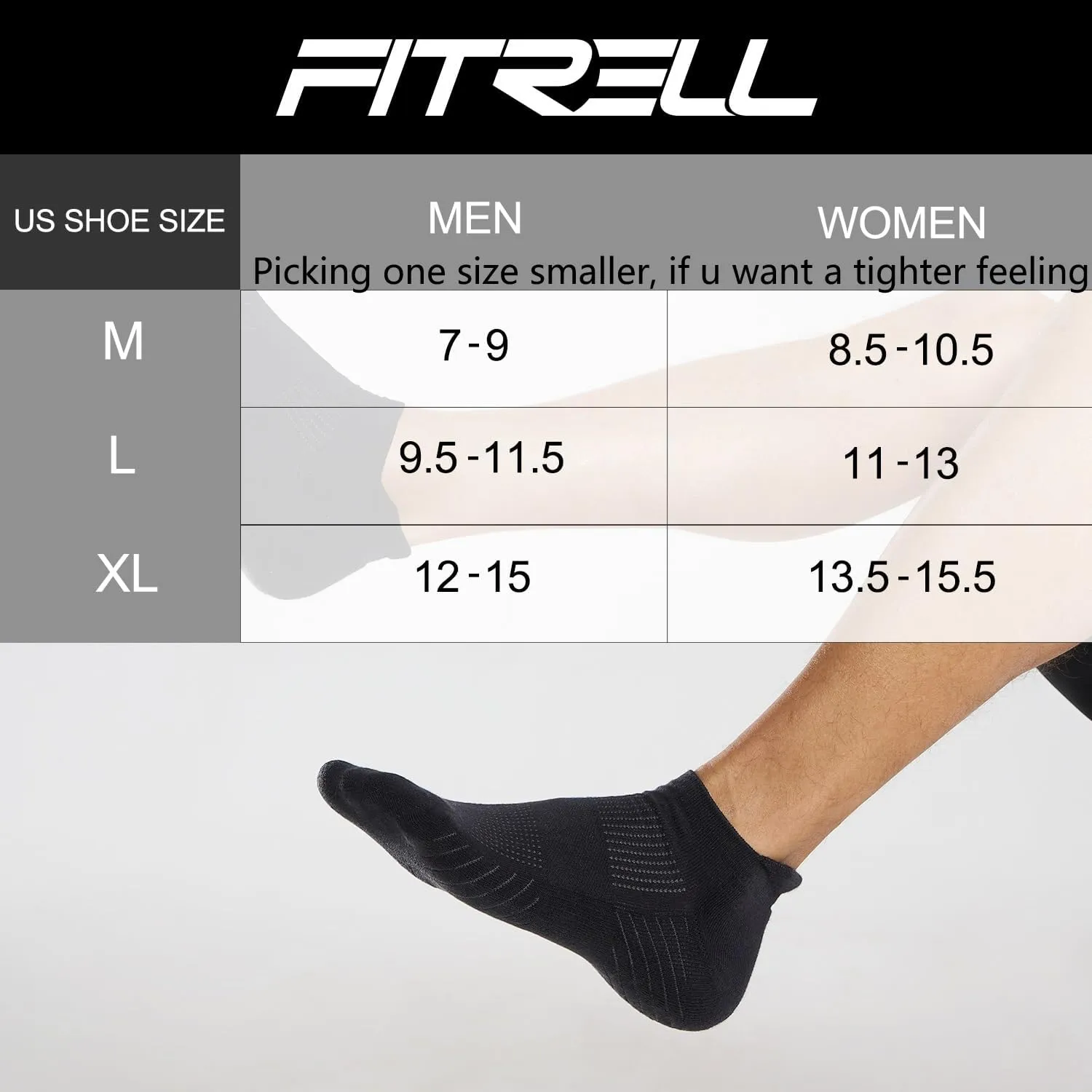 FITRELL 6 Pack Men's Athletic Running Ankle Socks Cushioned Wicking Anti-Blister Breathable Low Cut Tab Sport Socks