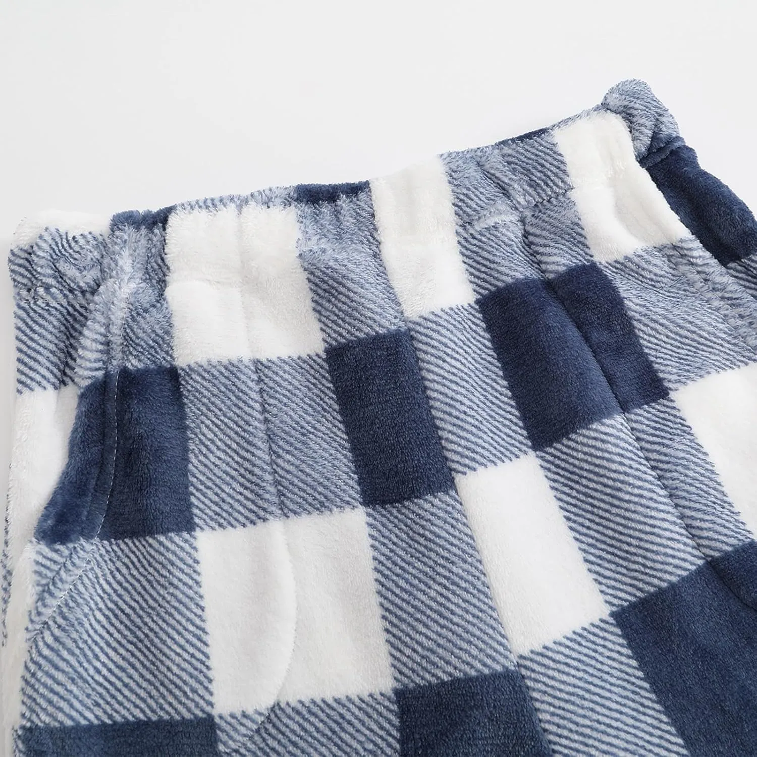 Flannel Pajama Women's Soft Fuzzy Cute Plaid Pj Pants Comfy Wide Leg Lounge Sleepwear with Pockets