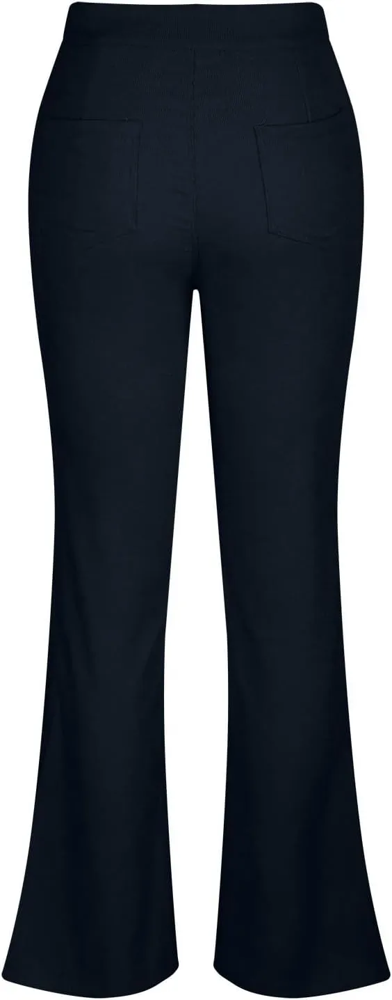 Flared Corduroy Pants Women Stretchy High Waisted Flare Pants Elastic Waist Pants Straight Leg Trousers with Pockets