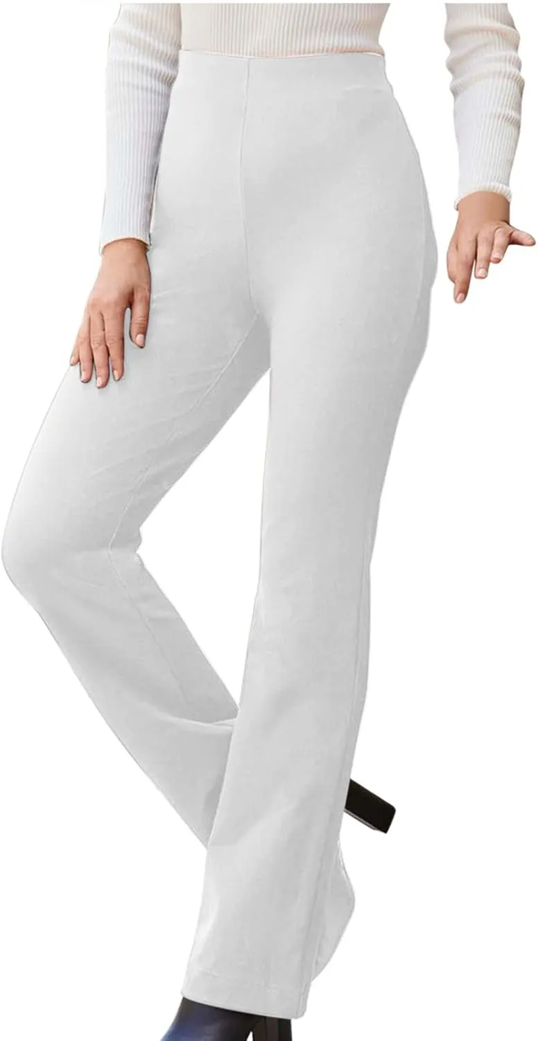 Flared Pull On Work Pants for Women Tall Yoga Leggings High Waist Stretchy Bootcut Office Business Casual Gym Trousers