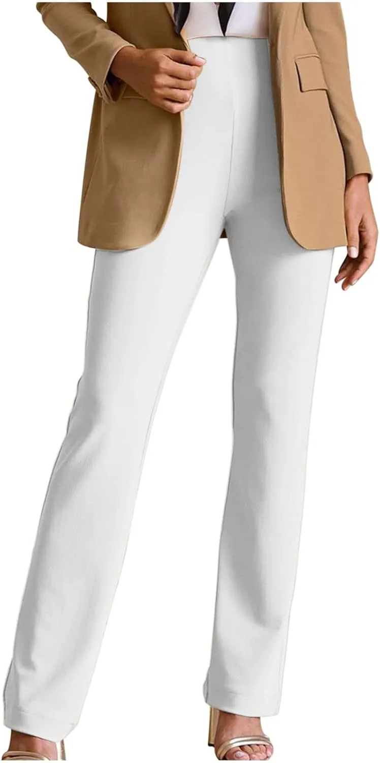 Flared Pull On Work Pants for Women Tall Yoga Leggings High Waist Stretchy Bootcut Office Business Casual Gym Trousers