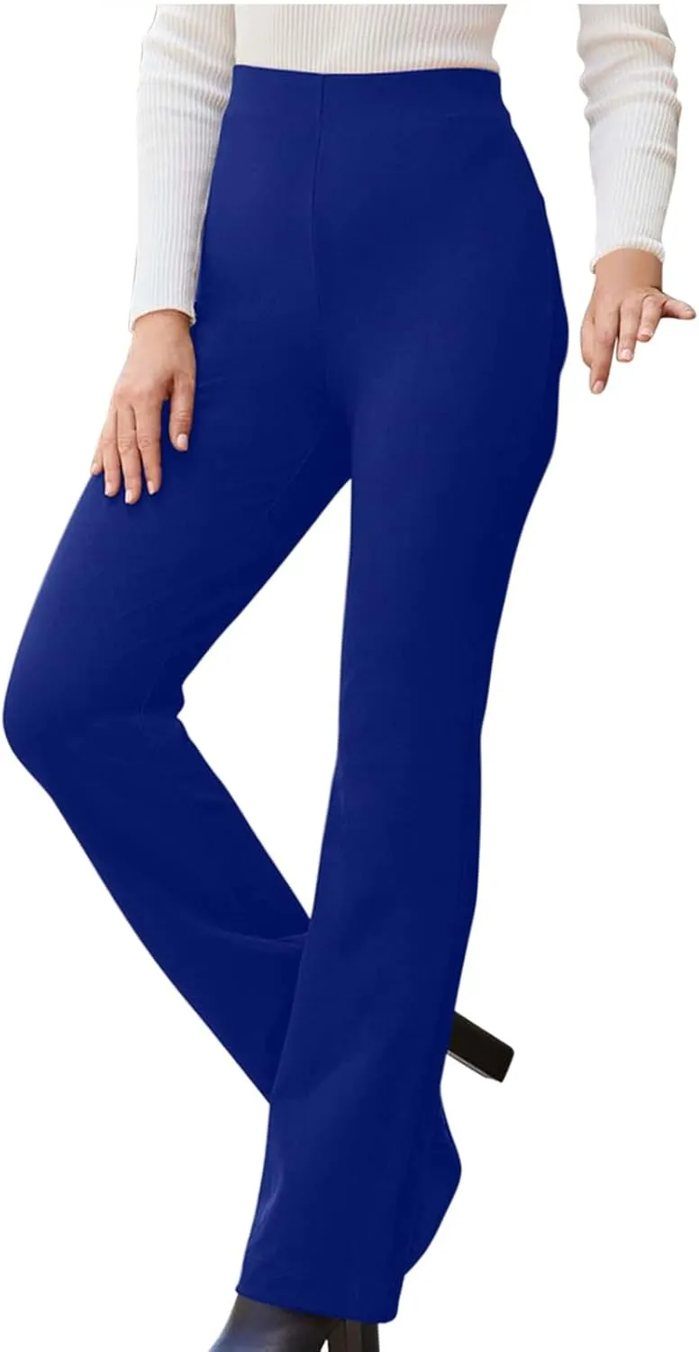 Flared Pull On Work Pants for Women Tall Yoga Leggings High Waist Stretchy Bootcut Office Business Casual Gym Trousers