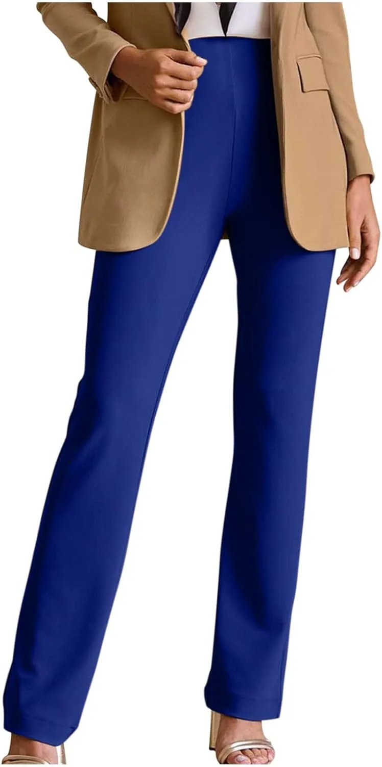 Flared Pull On Work Pants for Women Tall Yoga Leggings High Waist Stretchy Bootcut Office Business Casual Gym Trousers