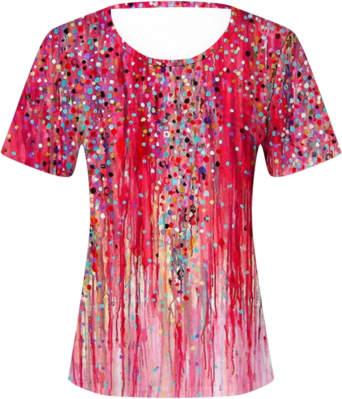 Flowy Summer Tops for Women Trendy Boho Floral Print Tunic Shirts 2025 Casual Short Sleeve Button Crew Neck T Shirt