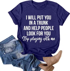 Funny Saying Shirts for Women Crew Neck Short Sleeve Tops Letter Print Going Out Tees Casual Workout Tshirt