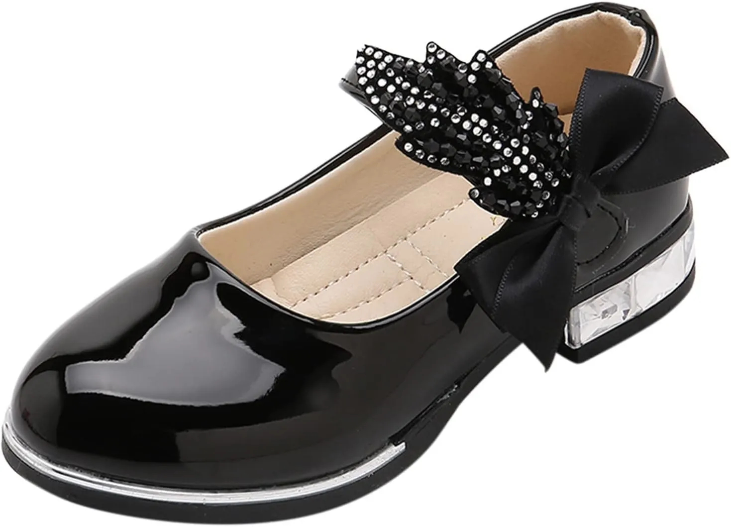 Girls PU Leather Mary Jane Ballet Flat Princess Low Heel School Wedding Pary Dress Shoes for Toddler Kids