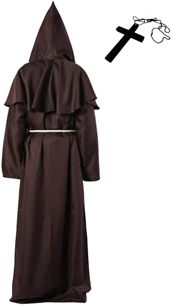 GraduatePro Medieval Hooded Monk Robes, Plague Doctor Costume Tunic Renaissance, Halloween Wizard Sorcerer Cosplay