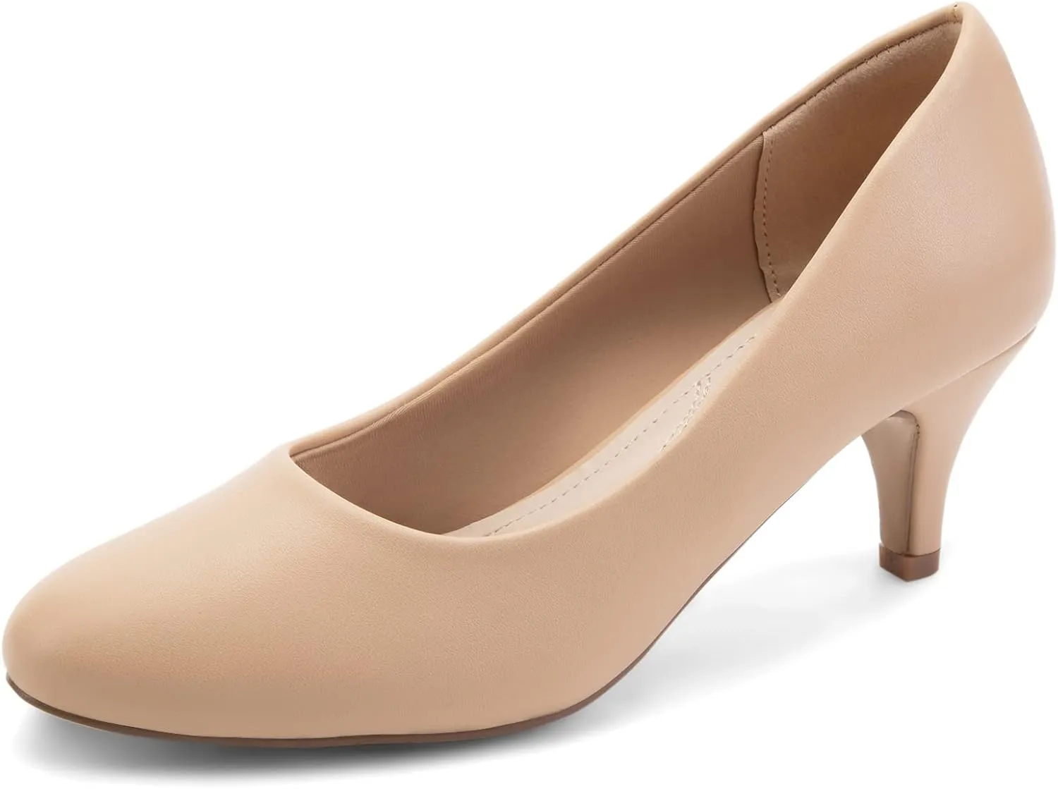 Greatonu Womens Round Toe Low Heel Pumps Kitten Heels Closed Toe Dress Pumps Shoes Wedding Party Shoes Work Heels