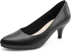 Greatonu Womens Round Toe Low Heel Pumps Kitten Heels Closed Toe Dress Pumps Shoes Wedding Party Shoes Work Heels
