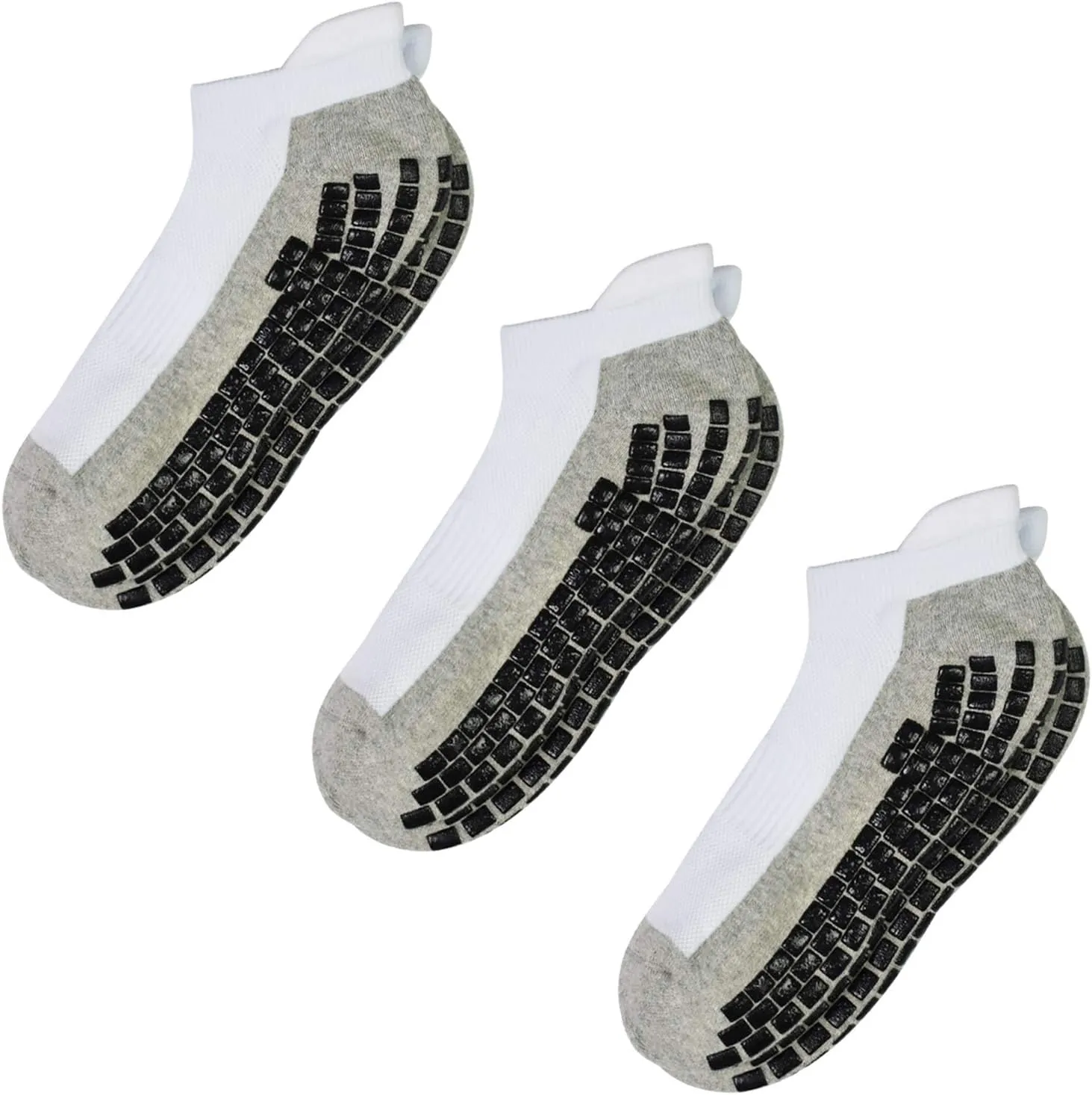 GRPSKCOS Mens Non Slip Socks 3 Pairs Size 6-12 Non Skid Sticky Grip Thick Pilates Yoga Hospital Slipper House Socks