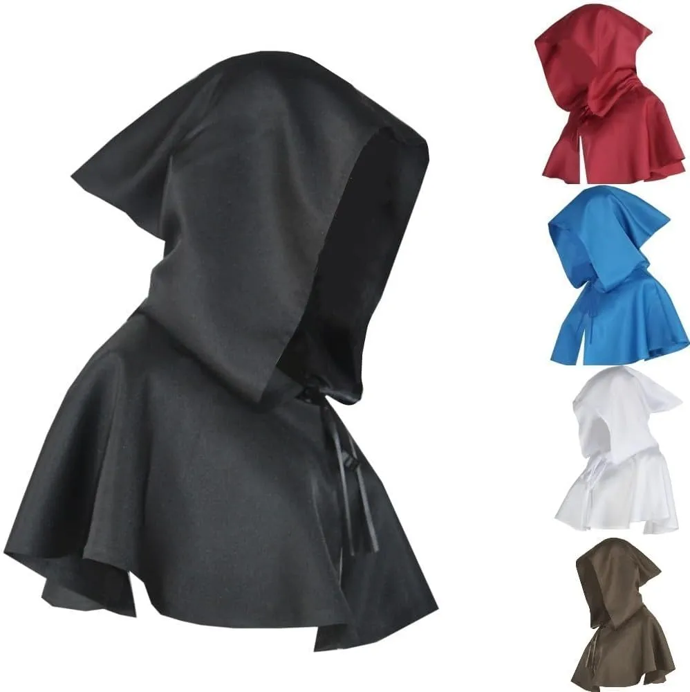 Halloween Grim Cowl Cloak Medieval Head Covering Pagan Hood Hat Role Play Costume Hooded Cloak for Men Women