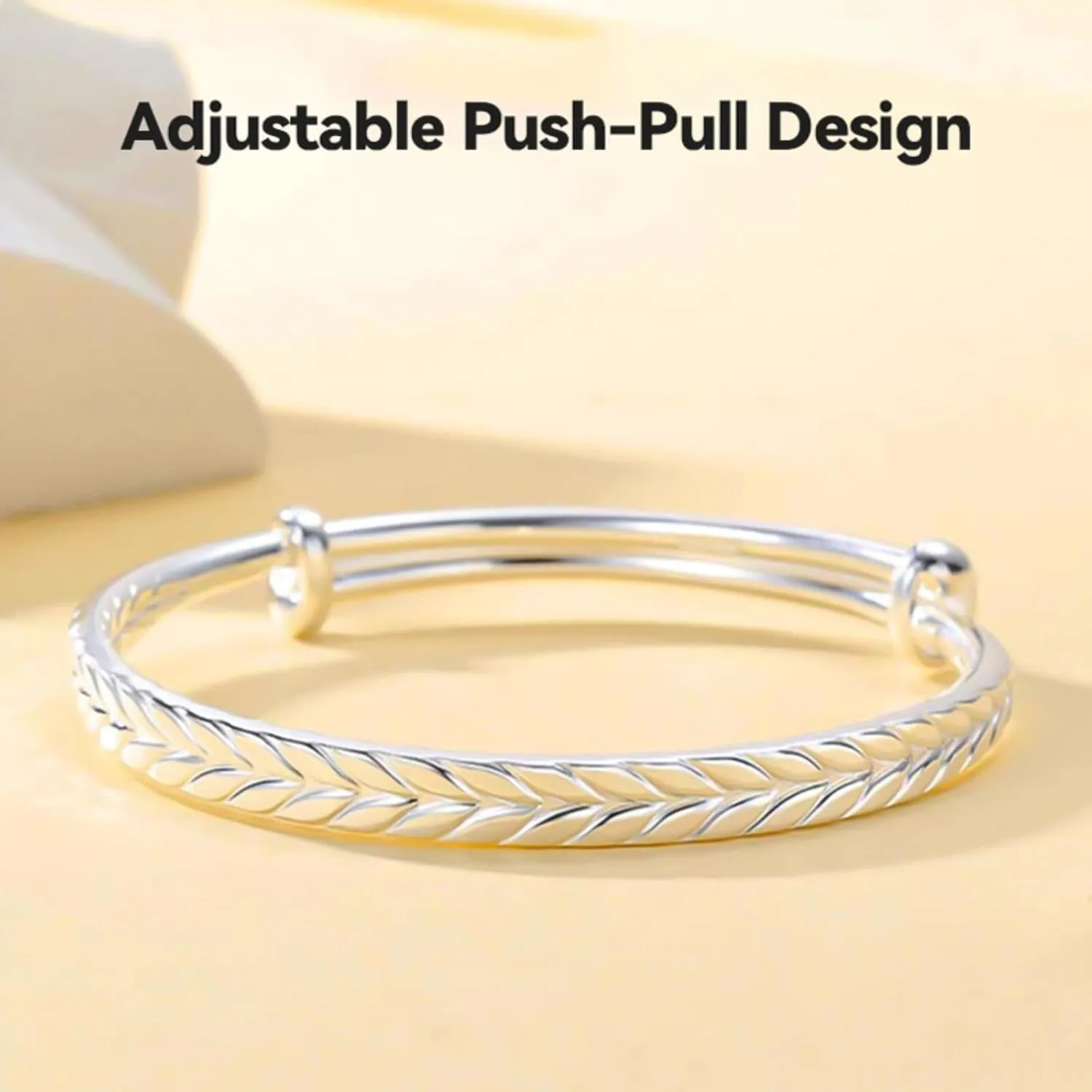 Handmade 925 Sterling Silver Bangle Bracelets For Women Boho Weave Pattern Cuff Bracelets Adjustable Wheat Wrap Bracelets For Women Stylish Braided Open Bangles Jewelry Birthday Gifts for Women Wife