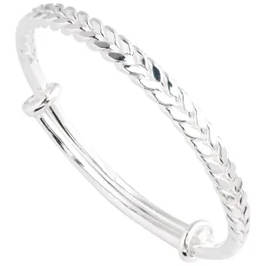 Handmade 925 Sterling Silver Bangle Bracelets For Women Boho Weave Pattern Cuff Bracelets Adjustable Wheat Wrap Bracelets For Women Stylish Braided Open Bangles Jewelry Birthday Gifts for Women Wife