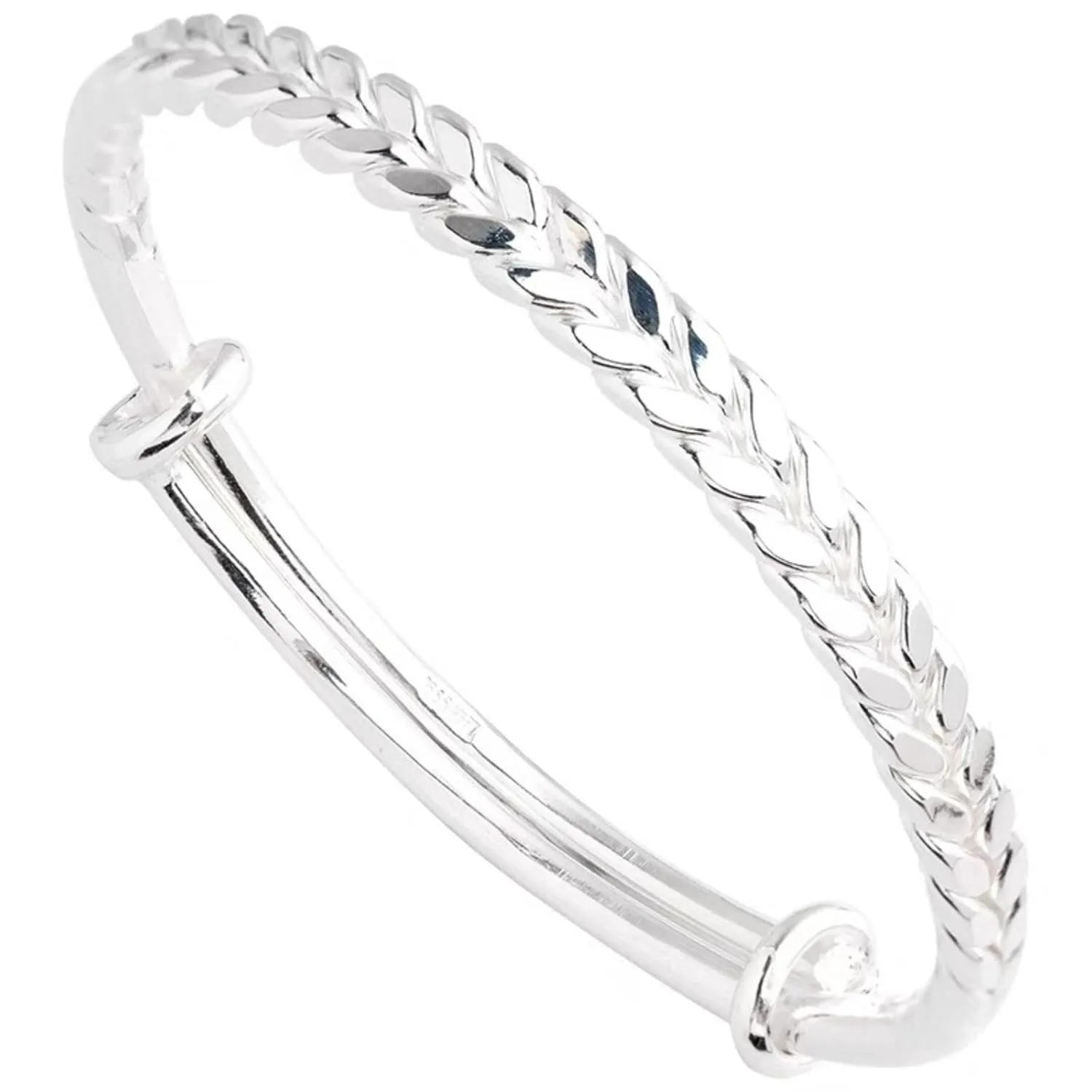 Handmade 925 Sterling Silver Bangle Bracelets For Women Boho Weave Pattern Cuff Bracelets Adjustable Wheat Wrap Bracelets For Women Stylish Braided Open Bangles Jewelry Birthday Gifts for Women Wife