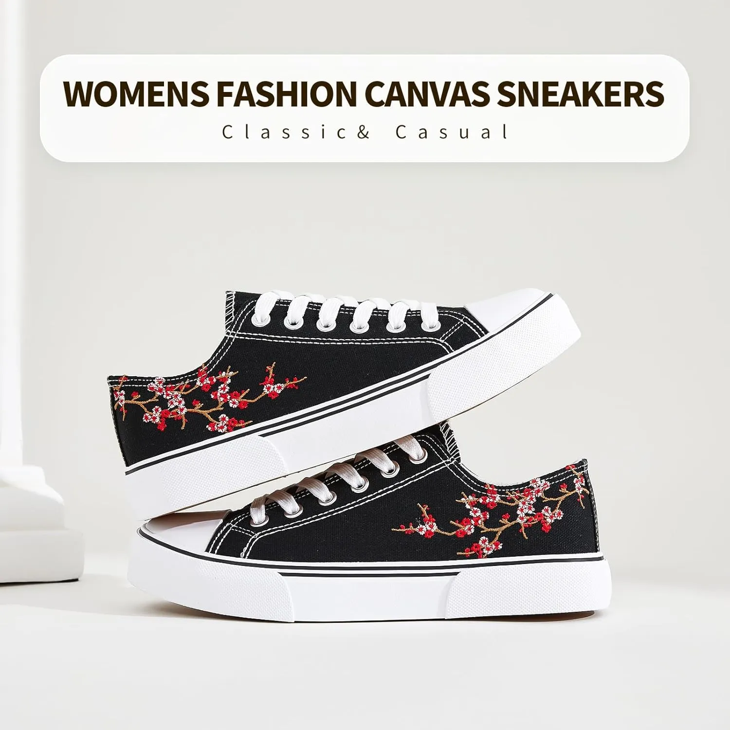 hash bubbie White Sneakers for Women Low Top Canvas Shoes Womens Canvas Sneakers Women's Fashion Sneakers Slip on Casual Tennis Shoes