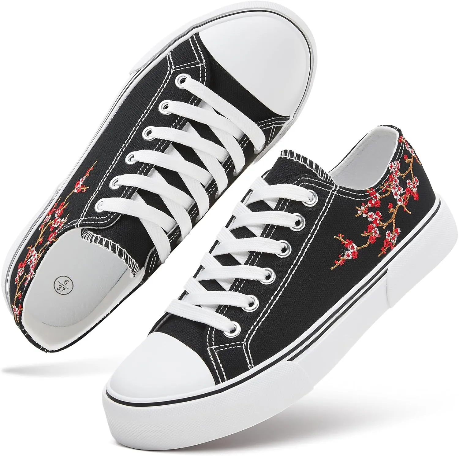 hash bubbie White Sneakers for Women Low Top Canvas Shoes Womens Canvas Sneakers Women's Fashion Sneakers Slip on Casual Tennis Shoes