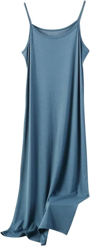 HGps8w Plus Size Cami Nightgown for Women Soft Sleeveless Pajamas Sleepdress Solid Color Full Slip Loungewear