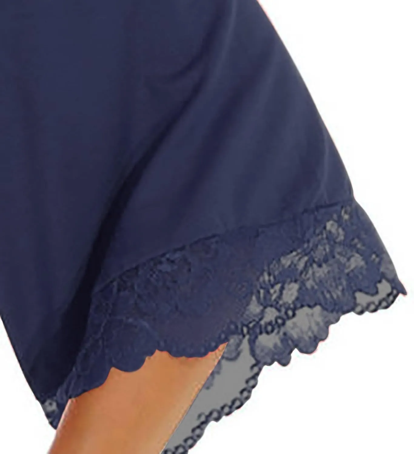 HGps8w Sexy Nightgown Womens V Neck Lace Trim 3/4 Sleeve Pajams Dress Loose Soft Lounge Nightshirt Sleepwear