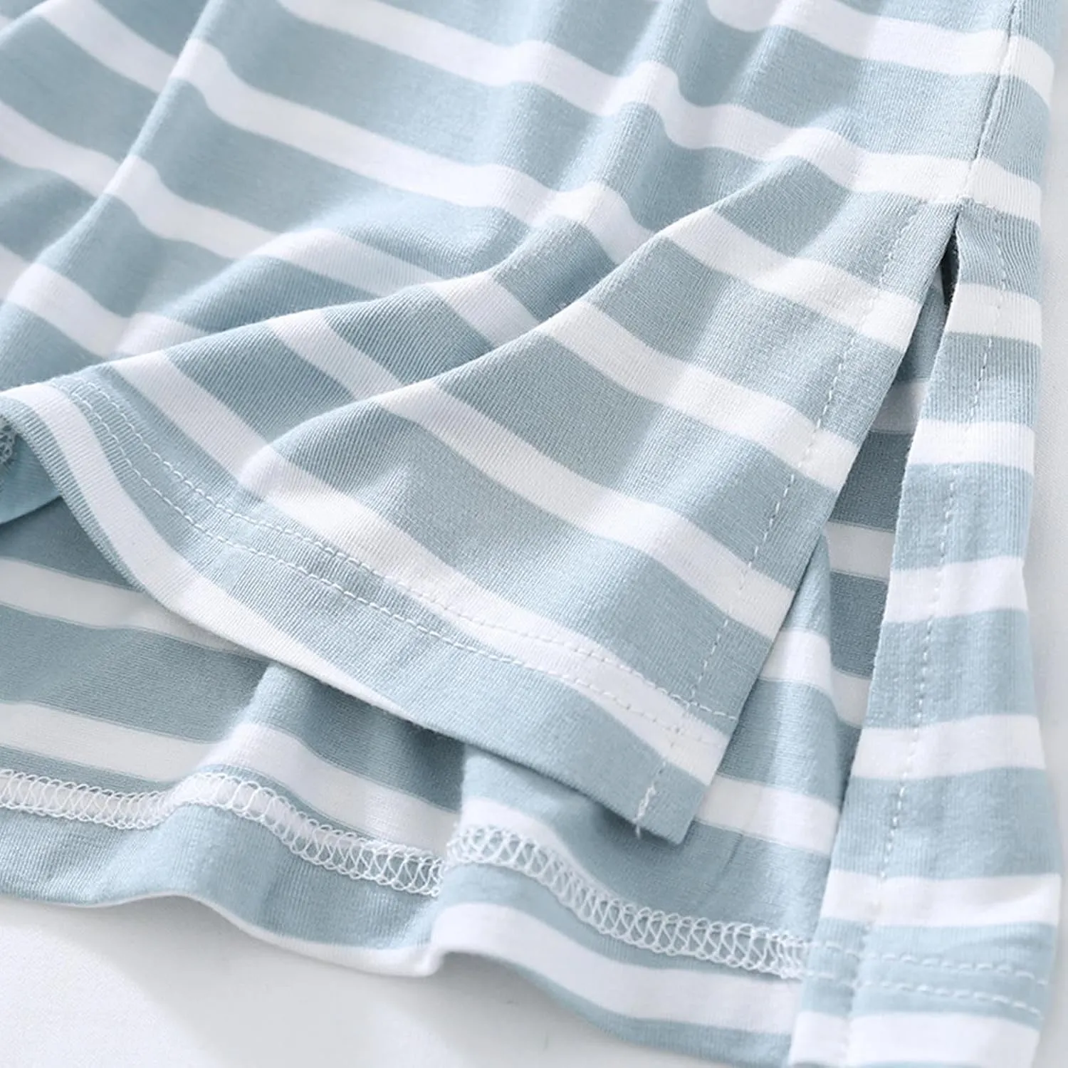 HGps8w Womens Summer Built in Bra Nightgown, Casual Sleeveless Striped Sleepwear Soft Modal Loose Nightshirts Lounge Dress