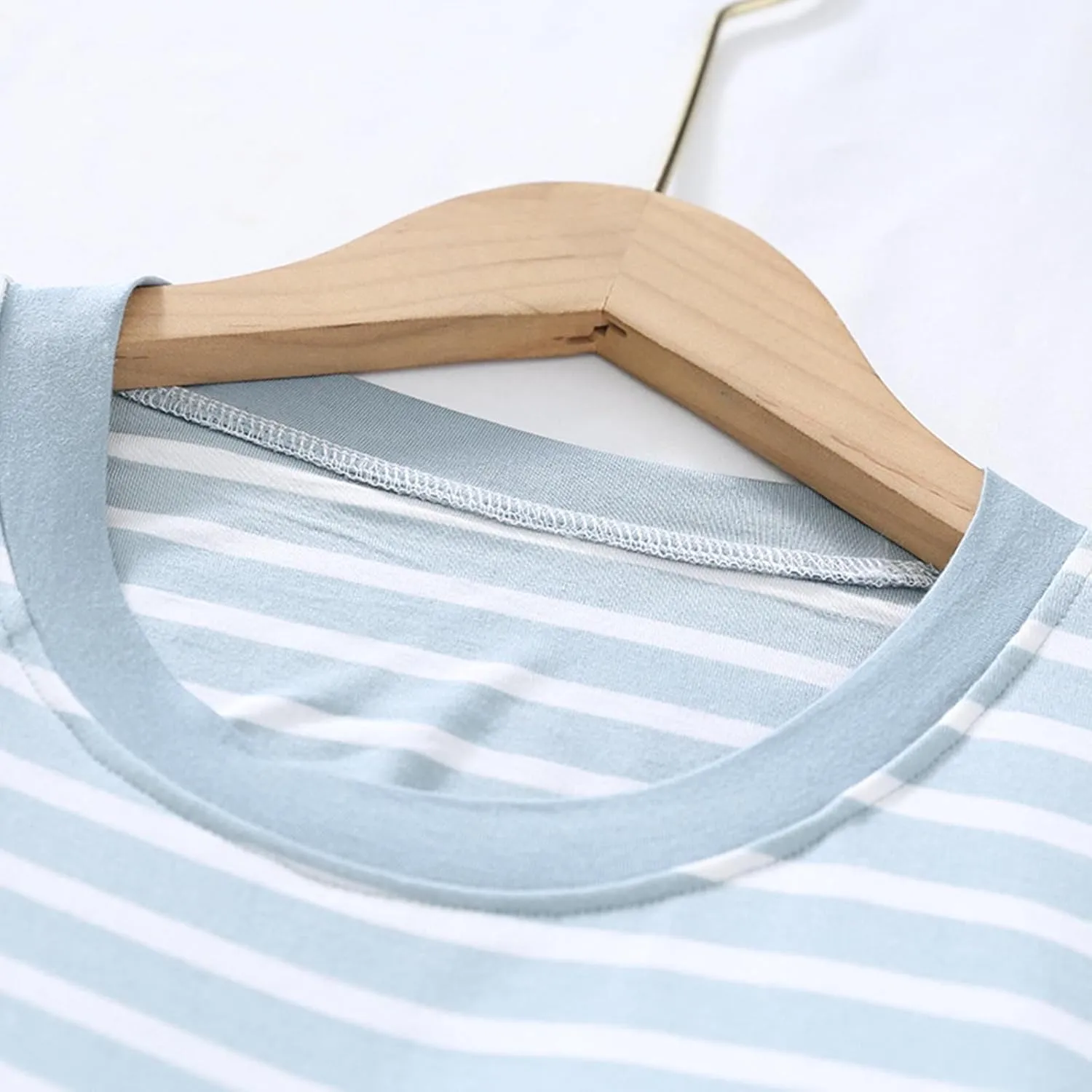 HGps8w Womens Summer Built in Bra Nightgown, Casual Sleeveless Striped Sleepwear Soft Modal Loose Nightshirts Lounge Dress