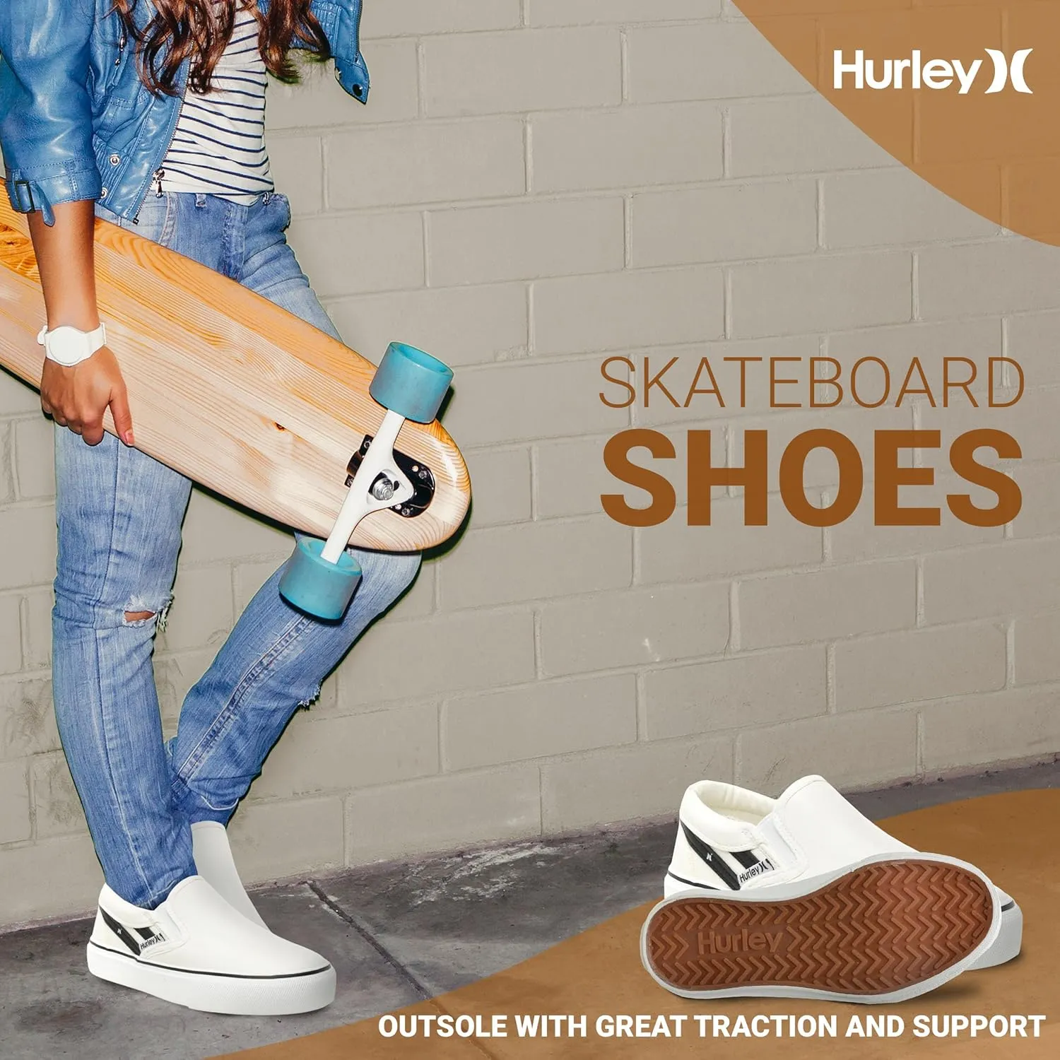 Hurley Kids Canvas Slip On Sneakers ?C Low Cut Skateboarding Shoes for Kids, Sports Shoes for Boys and Girls, Casual Sneakers