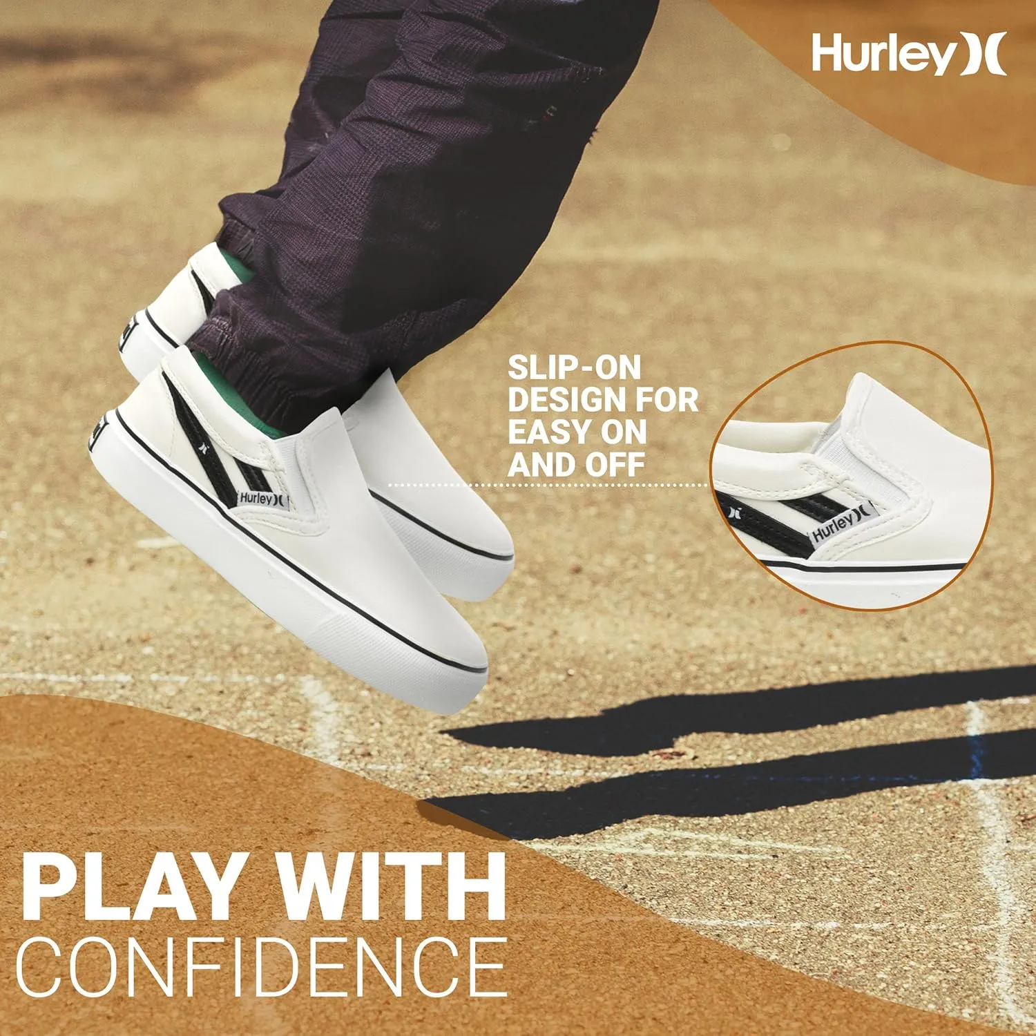 Hurley Kids Canvas Slip On Sneakers ?C Low Cut Skateboarding Shoes for Kids, Sports Shoes for Boys and Girls, Casual Sneakers