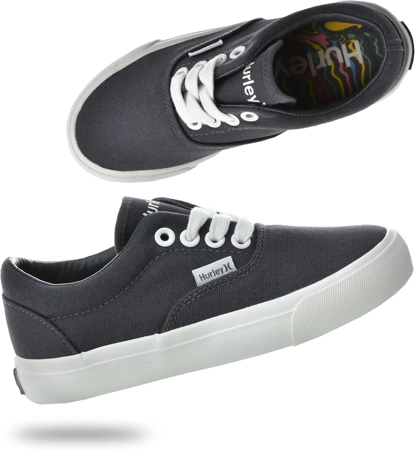 Hurley Marley Kids Lace Up Canvas Sneakers ??Low Cut Skateboarding Shoes for Kids, Sports Shoes for Boys and Girls