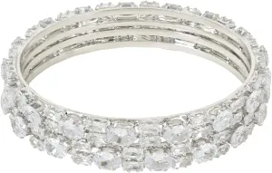 I Jewels Silver Plated Indain Wedding Bollywood Thick Brass Bangles Encased With CZ American Diamonds For Women