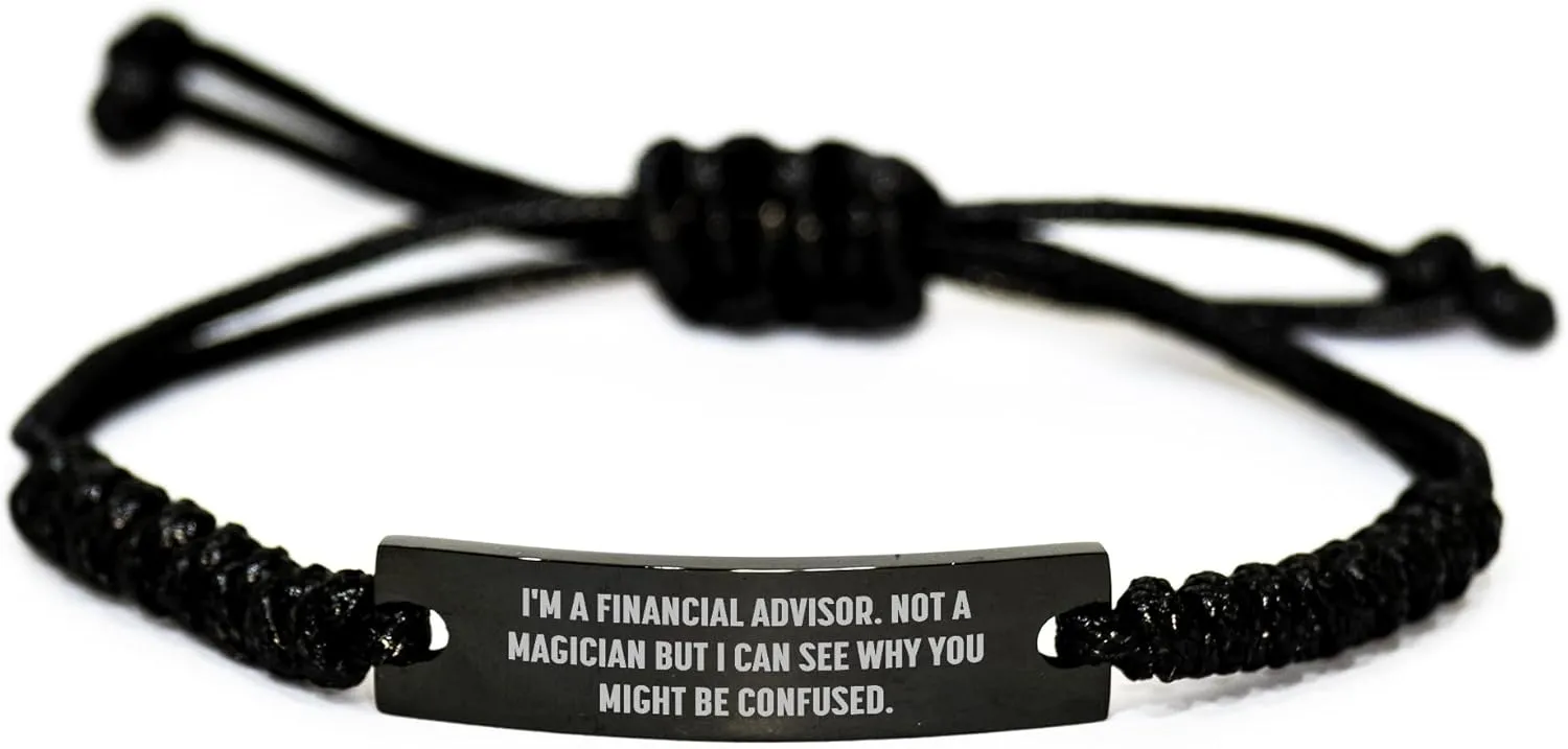 I'm A Financial Advisor Gifts - Funny Quote Rope Wrap for Mom on Mother's Day, Unique Jewelry Accessories for Financial Advisor Women, Adjustable Black Rope Bracelet