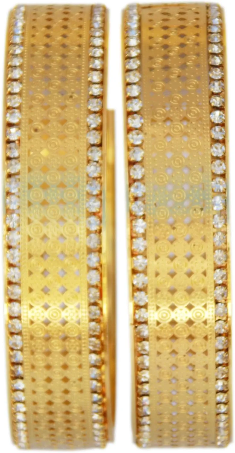JD'Z COLLECTION Indian Bridal Wedding Bracelet Bangle Set Jewelry Gold Plated Jewelry Cubic Zirconia,CZ Bangles Set Traditional Bollywood Bangles